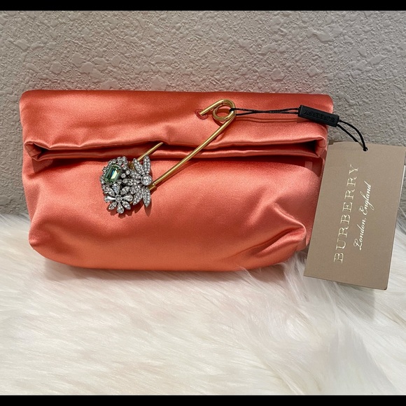NEW Authentic Burberry Satin Embellished Clutch - Picture 3 of 11